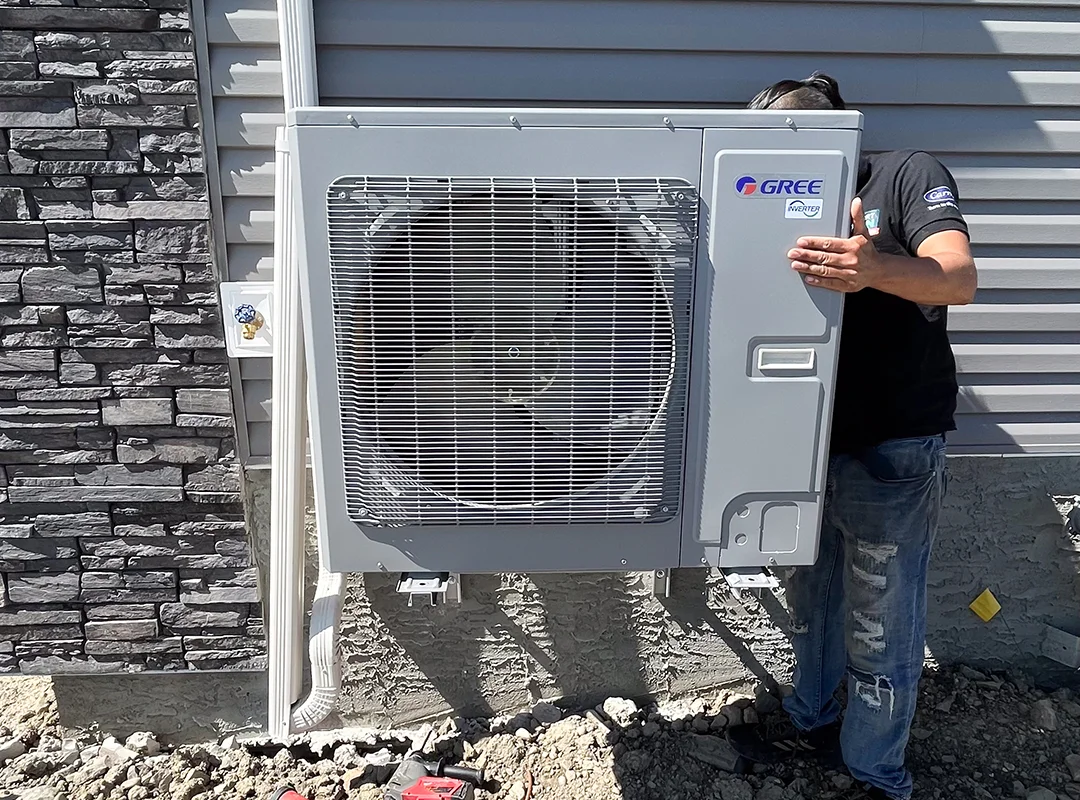 Comfort Union installed heat pump system with secure electrical and refrigerant connections
