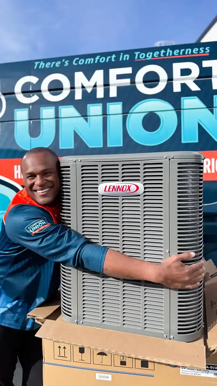 Lennox air conditioner presented by Comfort Union team promoting expert AC installation in Cochrane