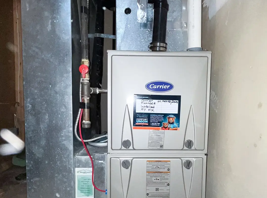 Comfort Union-installed Carrier unit for high-efficiency home heating